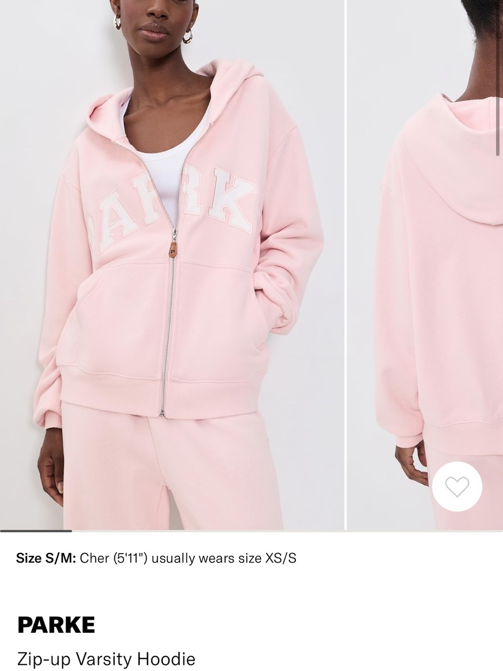 Parke Rose Pink Zip-Up Varsity Hoodie
